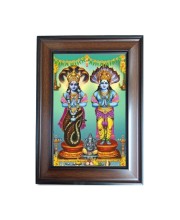 Hi Tech Sales Lord Vishnu Mata Laxmi And Pravu Ganesh Polystyrene Photo Frame for Wall Decor Home, Office, and Temple (Printed Photo, Pack of 1)