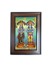 Hi Tech Sales Lord Vishnu Mata Laxmi And Pravu Ganesh Polystyrene Photo Frame for Wall Decor Home, Office, and Temple (Printed Photo, Pack of 1)