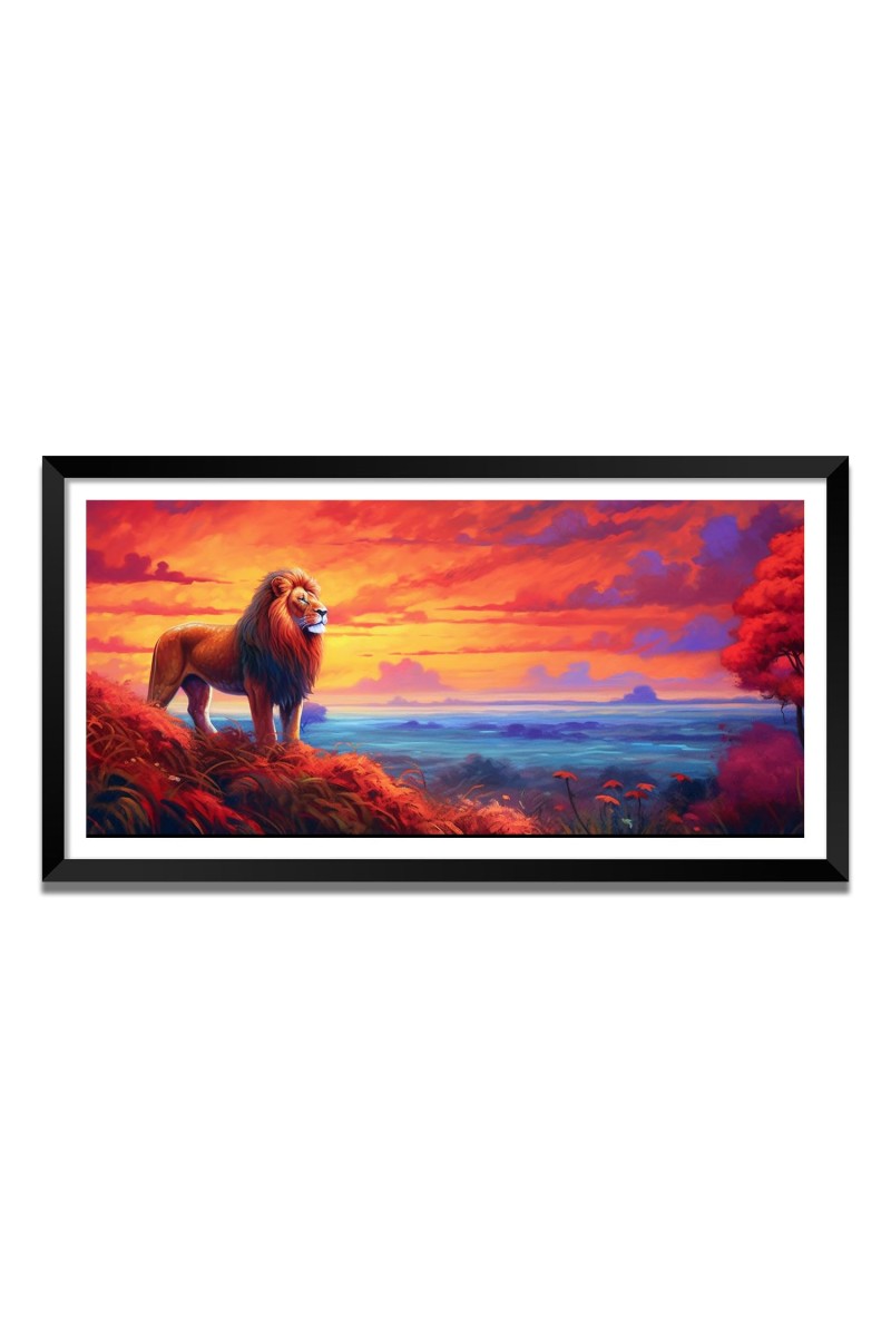 Nature Landscape Floating Frame Scenery Digital Print - (I5814) - 24x48 inch Modern Nature Wall Art for Living Room, Bedroom, Office, Hotels, Drawing Room