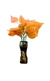 Decorative Handcrafted Glass Flower Vase for Home & Office Décor | Modern Tall Tabletop Vase for Living Room, Bedroom & Gift (Brownish)