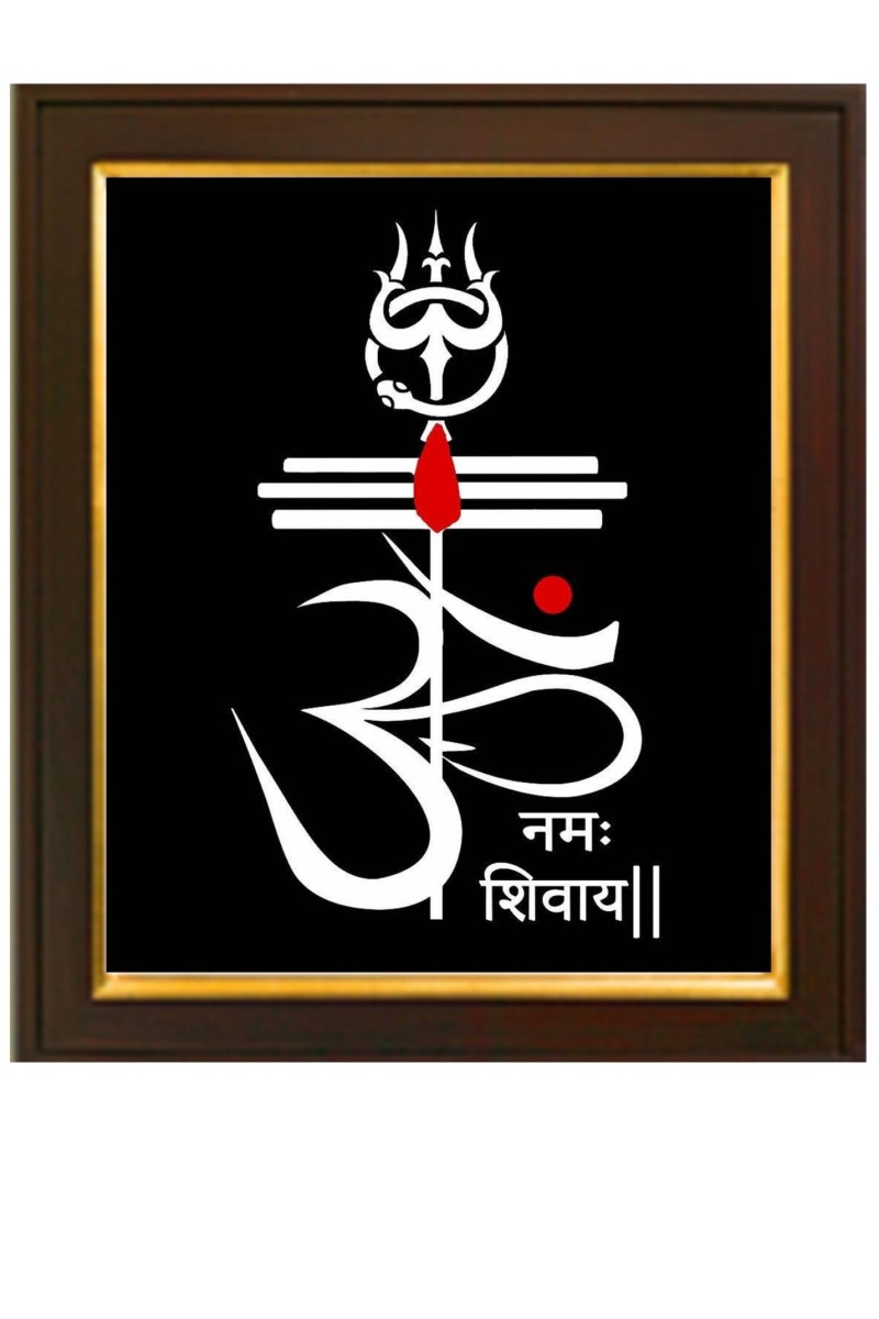 HI Tech Sales Art Om Namah Shivay OM Symbol Trishul Photo Frame for Living Room, Kitchen,Office,Restaurant Decoration, Gifting Purpose, Size(10x12)