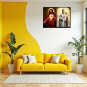 Jesus Christ - Mother Mary Laminated Photo - 9x11 Inches, Divine Blessings For Home & Office And Temple Decoration (F16410)