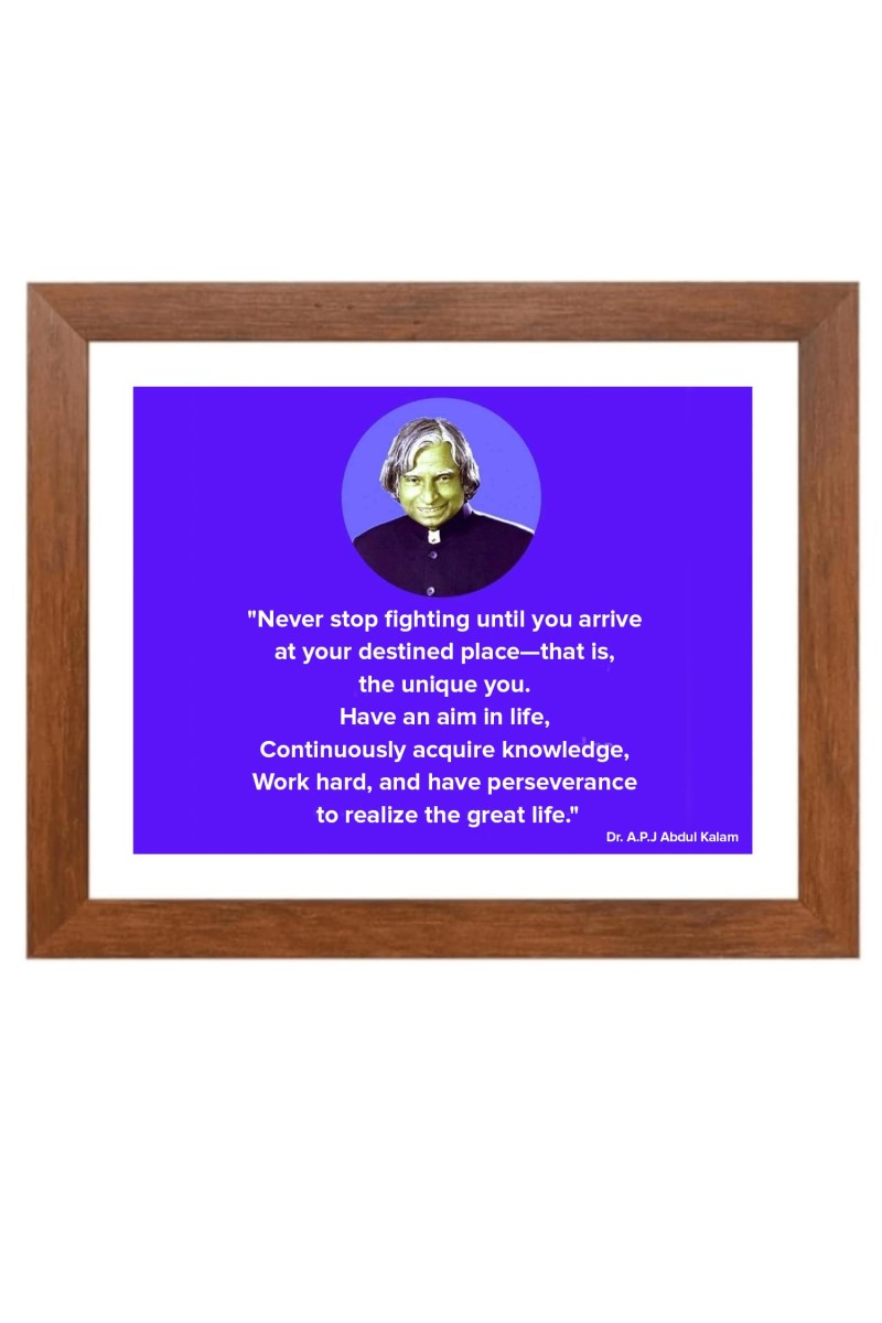 A P J Abdul Kalam & Famous Quote Brown Frame, 10x14InchesInspirational Wall Art for Office, Home DecorIdeal Spiritual Gift