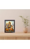 Hitech Sales Durga Mata with Ganesha And Kartika Photo Frame for Pooja Room, Temple Decor, Home Decoration and Gift