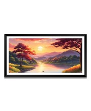 Nature Landscape Floating Frame Scenery Digital Print - (I5772) - 12x24 inch Modern Nature Wall Art for Living Room, Bedroom, Office, Hotels, Drawing Room