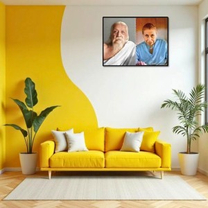Sri Aurobindo & Mira Alfassa Laminated Photo - 11x13 Inches, Divine Blessings For Home & Office And Temple Decoration (F16304)