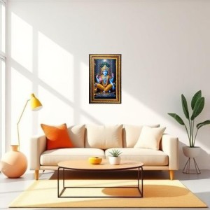 Lord Vishnu Digital Golden Balck Color Photo Frame | Hindu Religious Wall Decor | 16x22 Inches - Inspirational Wall Art For Office, Home Decor - Ideal Spiritual Gift (F16863)