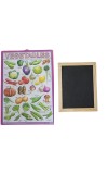 Hitech Sales Combo of Wooden Framed Small Blackboard Slate with White Chalk Sticks & Nursery Educational Wall Chart – Learning Kit for Kids (Wooden Blackboard with Vegetable Chart)