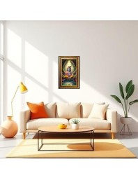 Lord Krishna Digital Golden Balck Color Photo Frame | Hindu Religious Wall Decor | 14x20 Inches - Inspirational Wall Art For Office, Home Decor - Ideal Spiritual Gift (F16799)
