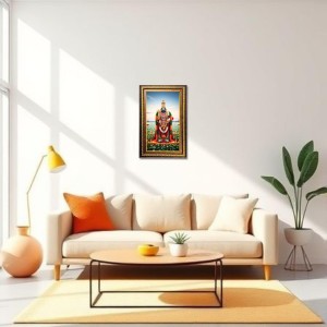Lord Venkateshwara Swamy Digital Golden Balck Color Photo Frame | Hindu Religious Wall Decor | 14x20 Inches - Inspirational Wall Art For Office, Home Decor - Ideal Spiritual Gift (F16462)