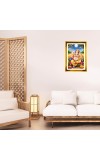 Lord Ganesh Golden Photo Frame - 14x18 Inches | Elegant Wooden Frame For Home, Office & Temple Decoration | Spiritual Wall & Table Decor And Gift Item (F9687)