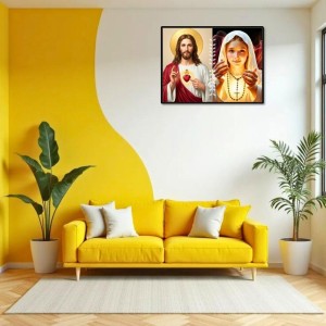 Jesus Christ - Our Lady Of Rosary Laminated Photo - 7x9 Inches, Divine Blessings For Home & Office And Temple Decoration (F16281)