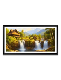 Nature Landscape Floating Frame Scenery Digital Print - (I5629) - 18x36 inch Modern Nature Wall Art for Living Room, Bedroom, Office, Hotels, Drawing Room