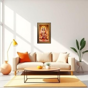 Lord Hanuman Digital Golden Balck Color Photo Frame | Hindu Religious Wall Decor | 16x22 Inches - Inspirational Wall Art For Office, Home Decor - Ideal Spiritual Gift (F16703)