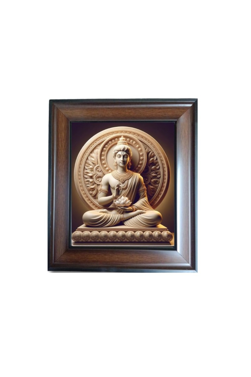 HiTechMart Lord Buddha Polystyrene Photo Frame for Wall Decor Home, Office, and Temple - Printed Photo, Pack of 1