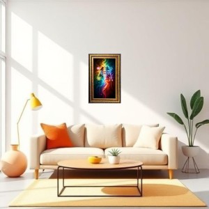 Bramha Vishnu Shiva Digital Golden Balck Color Photo Frame | Hindu Religious Wall Decor | 12x18 Inches - Inspirational Wall Art For Office, Home Decor - Ideal Spiritual Gift (F16499)