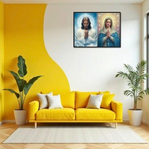 Jesus Christ-Our Lady Of Grace Laminated Photo - 7x9 Inches, Divine Blessings For Home & Office And Temple Decoration (F16425)