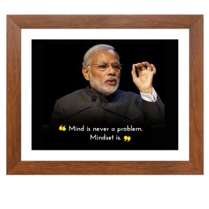 Narendra Modi & Famous Quote Brown Frame, 16x20InchesInspirational Wall Art for Office, Home DecorIdeal Spiritual Gift