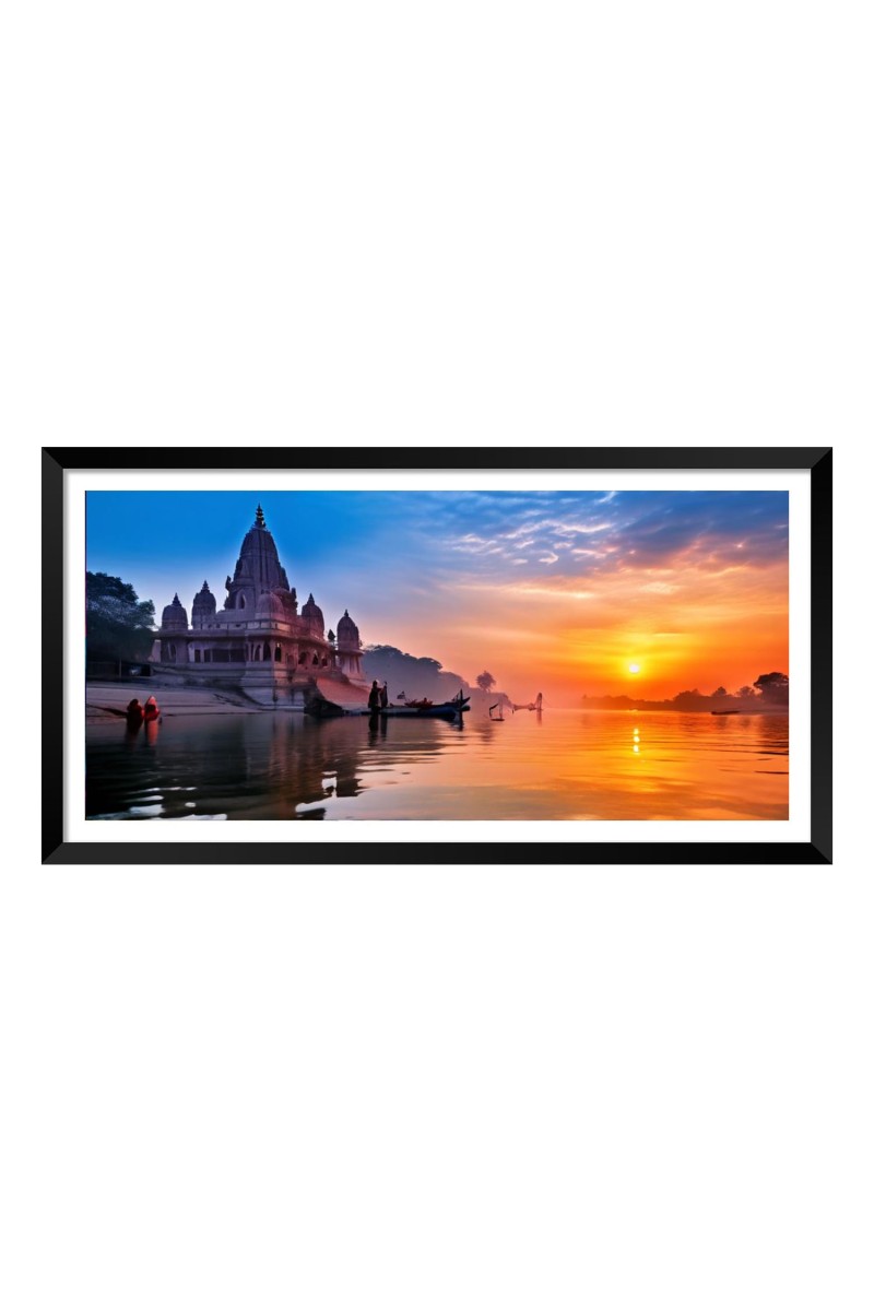Nature Landscape Floating Frame Scenery Digital Print - (I5882) - 18x36 inch Modern Nature Wall Art for Living Room, Bedroom, Office, Hotels, Drawing Room