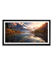 Nature Landscape Floating Frame Scenery Digital Print - (I5551) - 24x48 inch Modern Nature Wall Art for Living Room, Bedroom, Office, Hotels, Drawing Room