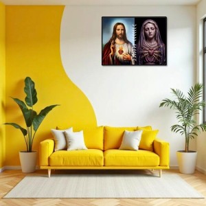 Jesus And Immaculate Heart Of Mary Laminated Photo - 13x15 Inches, Divine Blessings For Home & Office And Temple Decoration (F16181)