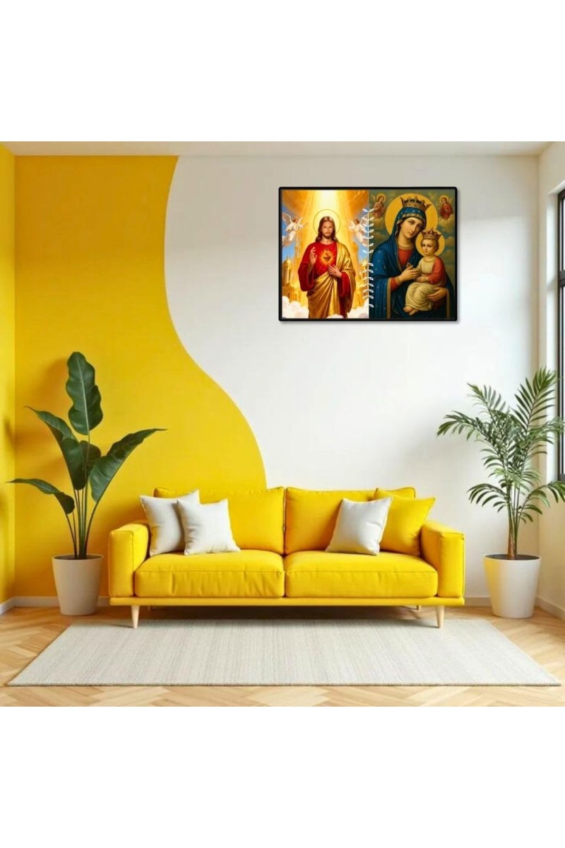 Jesus Lady Of Velankanni Laminated Photo - 7x9 Inches, Divine Blessings For Home & Office And Temple Decoration (F16214)