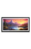 Nature Landscape Floating Frame Scenery Digital Print - (I5774) - 18x36 inch Modern Nature Wall Art for Living Room, Bedroom, Office, Hotels, Drawing Room