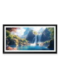 Nature Landscape Floating Frame Scenery Digital Print - (I5752) - 24x48 inch Modern Nature Wall Art for Living Room, Bedroom, Office, Hotels, Drawing Room