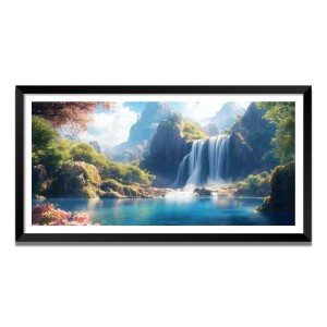 Nature Landscape Floating Frame Scenery Digital Print - (I5752) - 24x48 inch Modern Nature Wall Art for Living Room, Bedroom, Office, Hotels, Drawing Room
