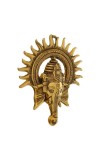 HiTechmart Brass Lord Ganesha Wall Hanging – Antique Finish Ganpati Face Sculpture with Sun Halo Design for Home Temple Decor, Office Entrance, Vastu & Spiritual Gifts – Handcrafted Indian Art