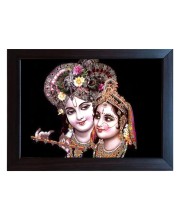 Hitech Radha Krishna Photo Frame Radhakrishna Wall Painting Laminated photo frame for temple, Study & living room, gifts (Pvc Frame and Front face - Glass, 8 x 6 inch)