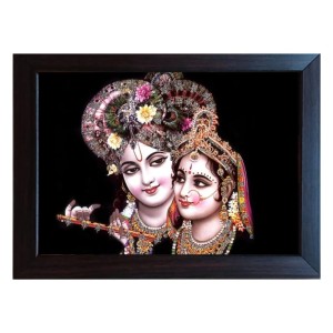 Hitech Radha Krishna Photo Frame Radhakrishna Wall Painting Laminated photo frame for temple, Study & living room, gifts (Pvc Frame and Front face - Glass, 8 x 6 inch)