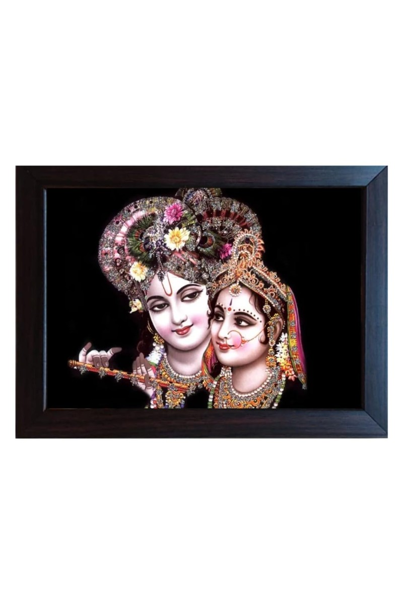 Hitech Radha Krishna Photo Frame Radhakrishna Wall Painting Laminated photo frame for temple, Study & living room, gifts (Pvc Frame and Front face - Glass, 8 x 6 inch)