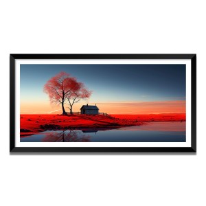 Nature Landscape Floating Frame Scenery Digital Print - (I5537) - 12x24 inch Modern Nature Wall Art for Living Room, Bedroom, Office, Hotels, Drawing Room