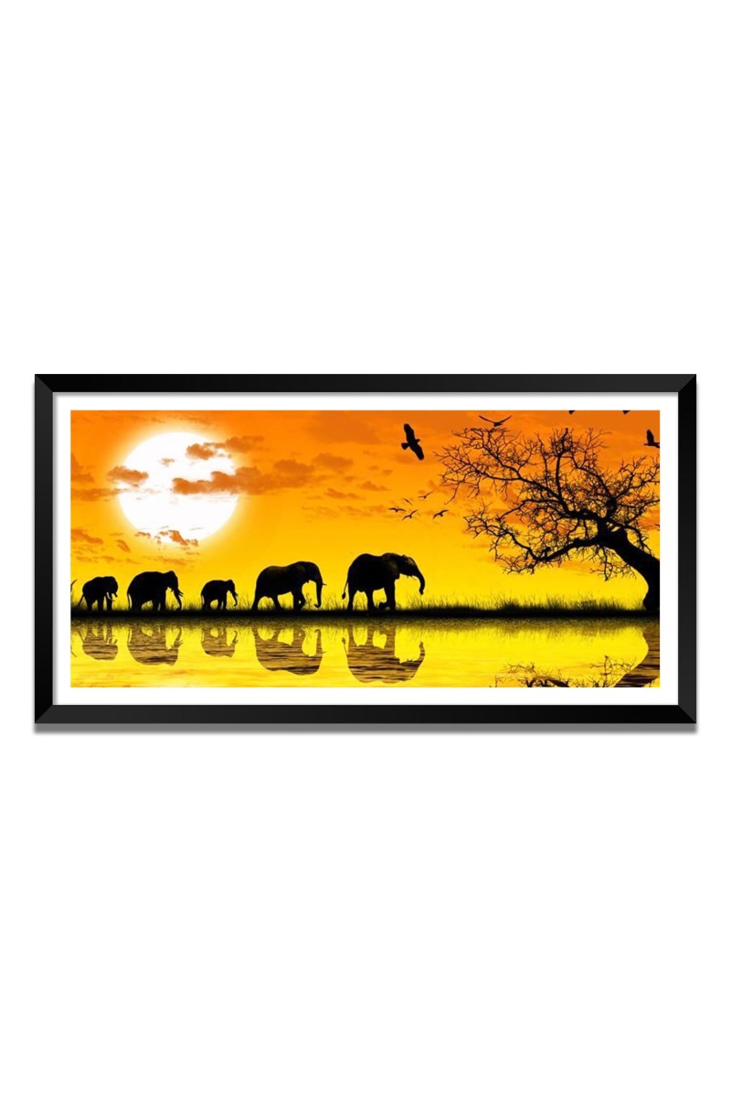 Nature Landscape Floating Frame Scenery Digital Print - (I5616) - 24x48 inch Modern Nature Wall Art for Living Room, Bedroom, Office, Hotels, Drawing Room
