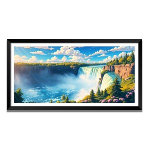 Nature Landscape Floating Frame Scenery Digital Print - (I5847) - 12x24 inch Modern Nature Wall Art for Living Room, Bedroom, Office, Hotels, Drawing Room