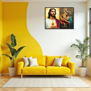 Jesus Christ - Mother Mary Laminated Photo - 11x13 Inches, Divine Blessings For Home & Office And Temple Decoration (F16418)