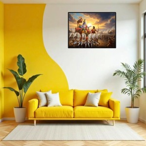 Lord Krishna Laminated Photo - 7x9 Inches, Divine Blessings For Home & Office And Temple Decoration (F16068)