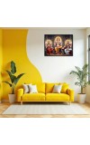 Lord Ganesha Maa Laxmi Sarswati Laminated Photo - 9x11 Inches, Divine Blessings For Home & Office And Temple Decoration (F16146)