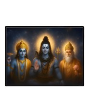 Lord Brahma VISHNU Mahesh Laminated Photo - 11x13 Inches, Divine Blessings For Home & Office And Temple Decoration (F16051)