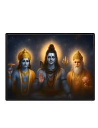 Lord Brahma VISHNU Mahesh Laminated Photo - 7x9 Inches, Divine Blessings For Home & Office And Temple Decoration (F16051)