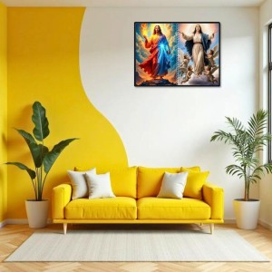 Jesus Christ - Virgin Mary Laminated Photo - 9x11 Inches, Divine Blessings For Home & Office And Temple Decoration (F16396)