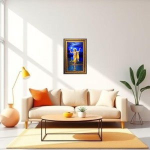 Sri Chaitanya Mahaprabhu Digital Golden Balck Color Photo Frame | Hindu Religious Wall Decor | 16x22 Inches - Inspirational Wall Art For Office, Home Decor - Ideal Spiritual Gift (F16776)