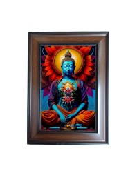Hi Tech Sales Lord Buddha Polystyrene Photo Frame for Wall Decor Home, Office, and Temple - Printed Photo