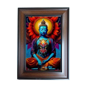 Hi Tech Sales Lord Buddha Polystyrene Photo Frame for Wall Decor Home, Office, and Temple - Printed Photo