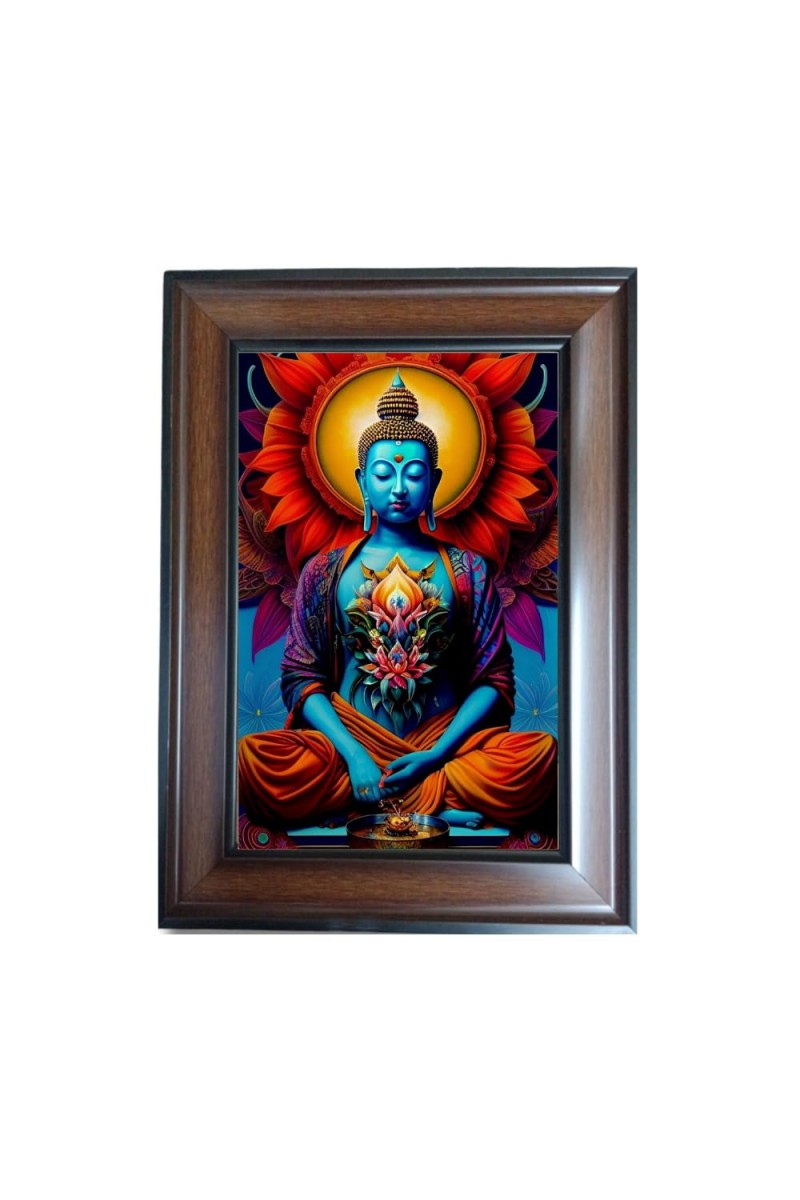 Hi Tech Sales Lord Buddha Polystyrene Photo Frame for Wall Decor Home, Office, and Temple - Printed Photo