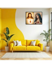 Jesus And Immaculate Heart Of Mary Laminated Photo - 7x9 Inches, Divine Blessings For Home & Office And Temple Decoration (F16179)