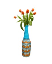 Handcrafted Ceramic Vase with Floral Pattern – Decorative Flower Vase for Living Room & Tabletop Décor (only Pot)