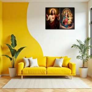 Jesus Christ - Mother Mary Laminated Photo - 11x13 Inches, Divine Blessings For Home & Office And Temple Decoration (F16413)
