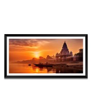 Nature Landscape Floating Frame Scenery Digital Print - (I5850) - 24x48 inch Modern Nature Wall Art for Living Room, Bedroom, Office, Hotels, Drawing Room